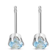 5mm Round Prong-Set Blue Topaz Sterling Silver Stud Earrings - e444